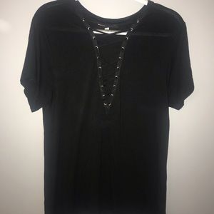 Black lace neck top